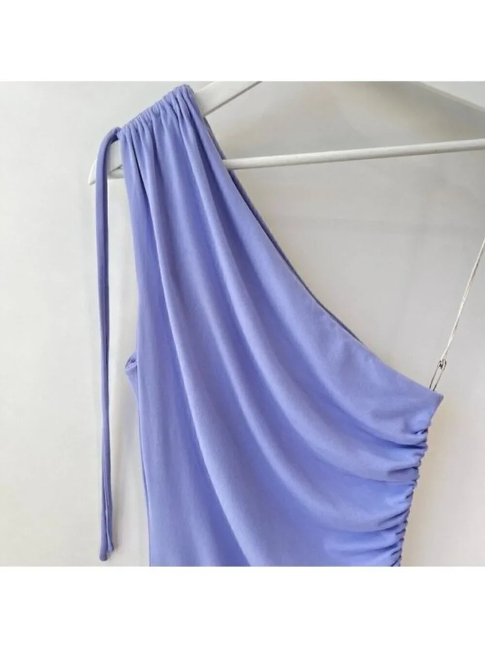 Susana Monaco Gathered side split one shoulder midi dress O1